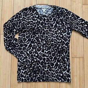 J Crew Tippi Leopard Print Cotton Sweater